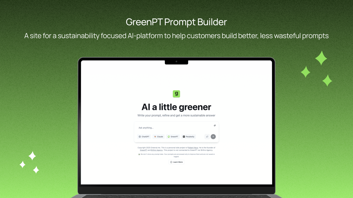 GreenPT Prompt builder screenshot